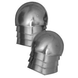 Medieval spaulders, 4 parts, 1.6 mm steel, pair, with flaws